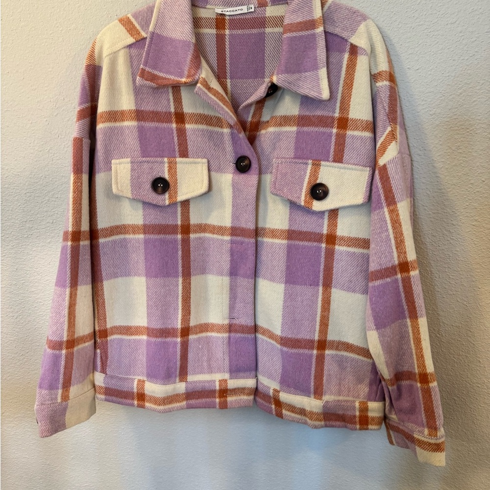 Staccato Purple/Lavender and Cream Plaid Utility Jacket